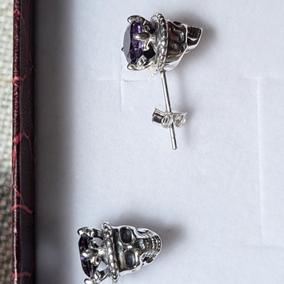 🆕 Sterling Silver Skull Earrings - Picture 7 of 10